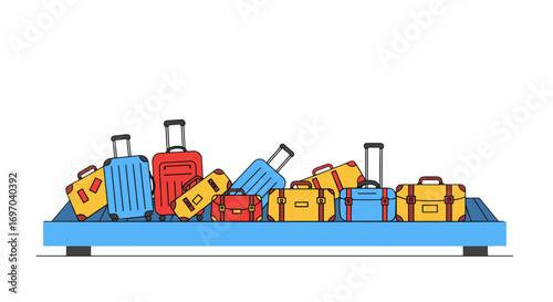 Fun Travel Vector Collection – Luggage, Airport, Airplane and Vacation Icons on White Background