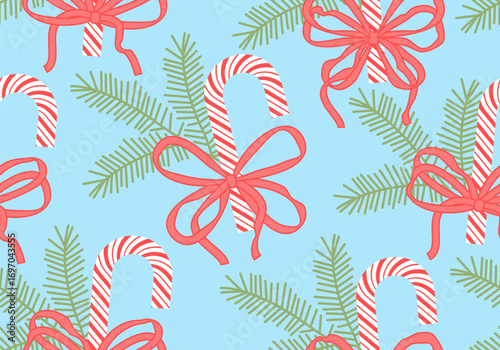 Christmas Candy Cane Red Doodle Seamless Pattern. Christmas candy lollipop seamless pattern. New Year pattern stock illustration