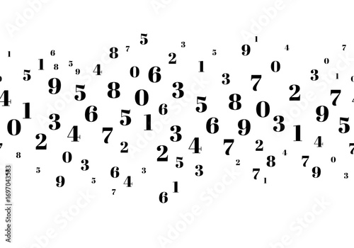 Numbers in blue. Falling, Financial Figures, Number, Algebra, Abstract. Crowded numbers pattern big data information background