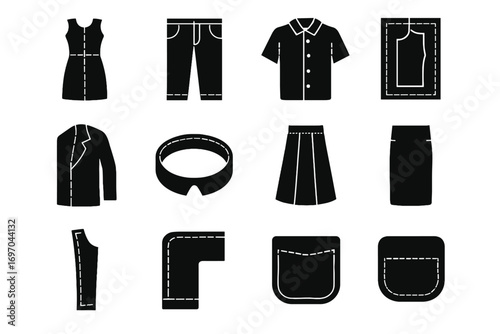 Pleat layout vector shirt ring board pocket icon blueprint lining tailor robot