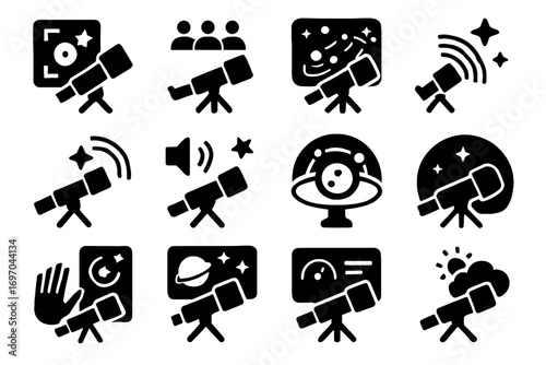 Integration space telescope futuristic weather data beam icon vector smart feed forecast