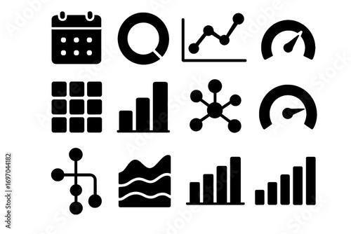 Yearly bar score productivity planner vector icon node dial performance ai metric