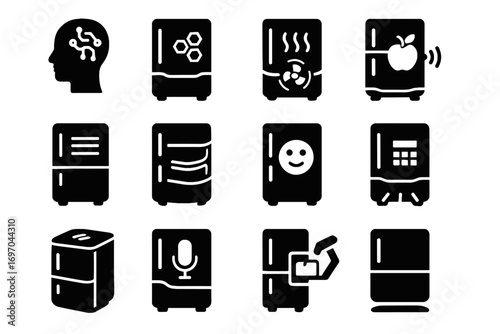 Sensor access scent futuristic system fridge food freshness charging icon vector base