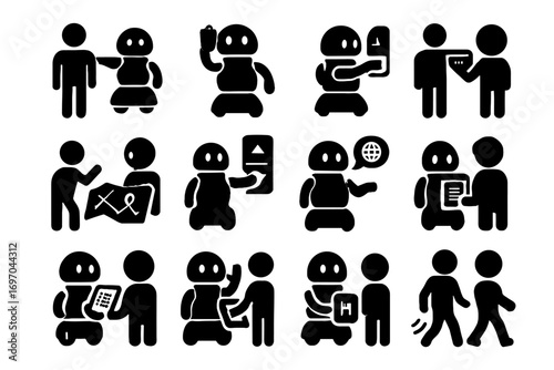 Mode icon scan robot interaction help floor survey icons item gesture vector