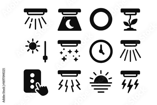 Icon smart dimmer plant storm aquarium moonlight mode vector theme lighting growth