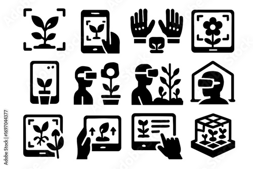 Simulation icon plant ar flower gardening vector vr greenhouse preview interactive