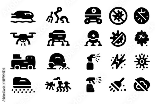 Icons swarm base foot eye nano cleaning surface scrubber icon vector walker