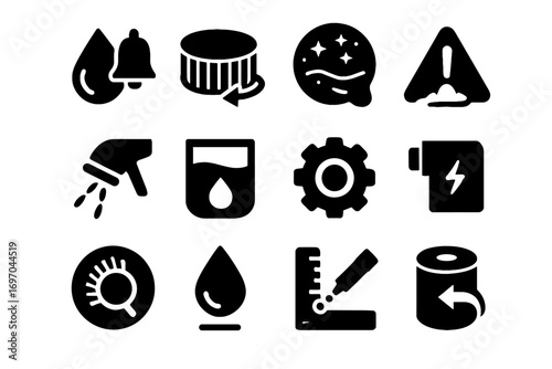 Warning icons maintenance mist icon nano alert symbol indicator vector standby replacement