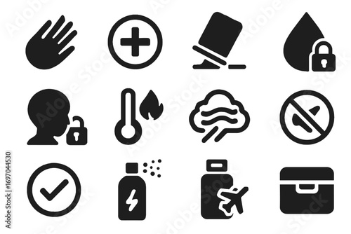 Mist safety nano confirmation symbol badge icon design prevention fluid vector cleaner