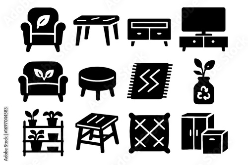 Ottoman eco living vector stand modular side armchair cushion icon box friendly