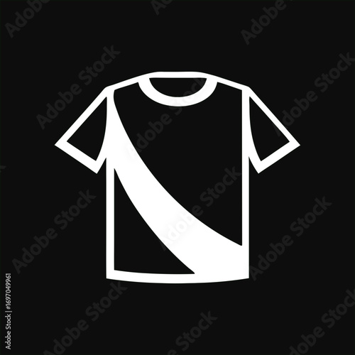 T-shirt silhouette vector on black background. Perfect for fashion branding, mockups, streetwear design, and clothing store graphics.