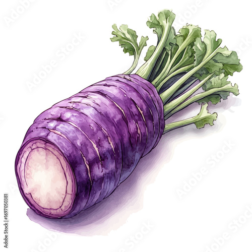 Taro Root, watercolor illustration vector, isolated on a white background.