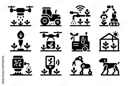 Weather icons vector station health icon greenhouse robot farming automated harvester sensor