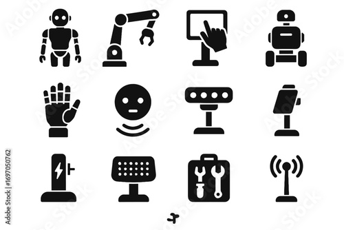Icon touchscreen holder vector sensor interface grid array ai humanoid tool icons