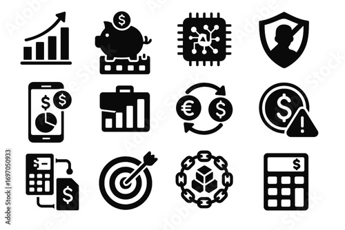 Budget financial tax goal icon planner assistant comprehensive tracker shield finance vector