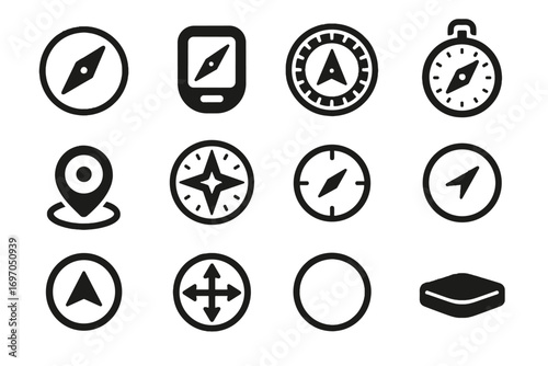 Circular icons orientation direction module calibration portable gps compass vector icon base