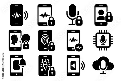Security icon mic vector screen icons app voice mobile login encrypted cloud