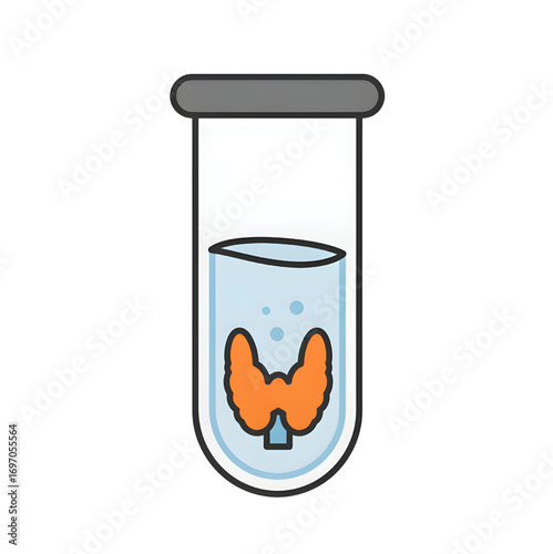 Laboratory Test Tube with Thyroid Gland Illustration