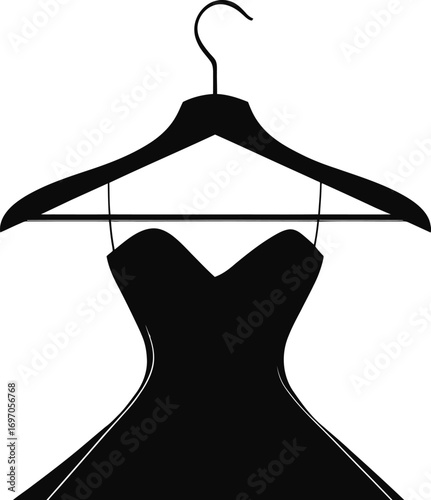 Silhouette of a Little Black Dress Hanging on a Hanger