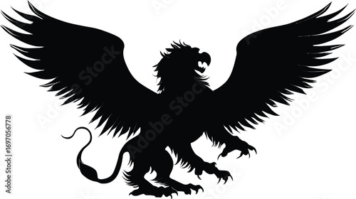 Silhouette of a Griffin with Outstretched Wings