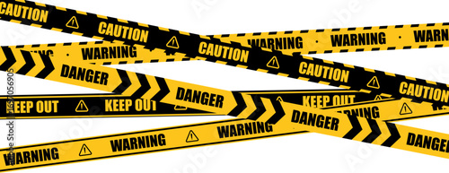 Caution Tape Warning Design with Yellow Black Stripes for Safety, Construction, and Hazard Zones
