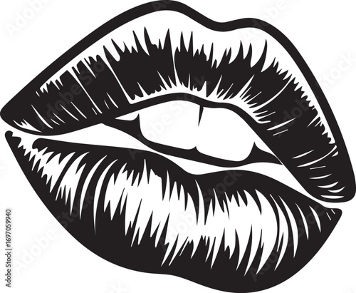 Kiss Me: Capturing the sensual allure and captivating shape of lips in a stylish illustration, highlighting the natural beauty and delicate details of the mouth.