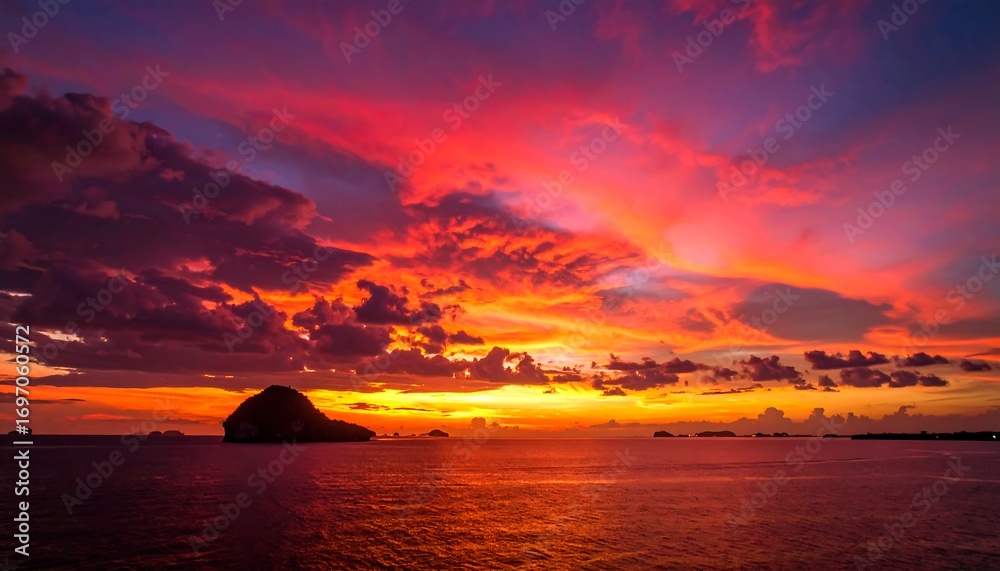 Fototapeta premium Dramatic sunset over the ocean (1)