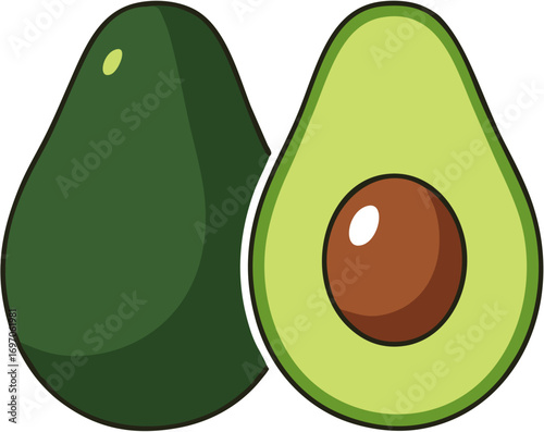 Fresh whole and sliced avocado on a clean white background, a symbol of healthy eating and delicious culinary possibilities, perfect for recipes and nutritional content