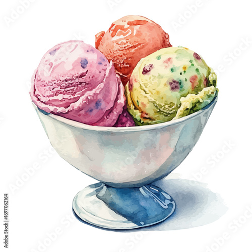 watercolor vector of Sorbet, isolated on a white background.