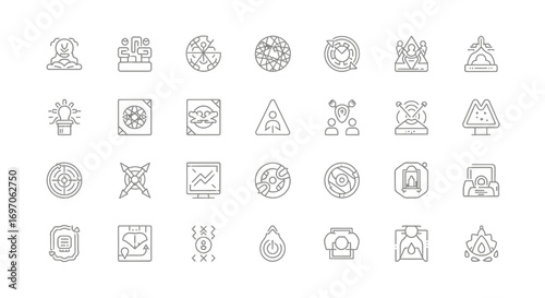 Vector Icons Set of Ancient Religion and Spiritual Mythology Line Icon Set. EPS Editable