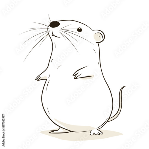 A modern graphic illustration of a cute lawn mole, created using a single continuous line, is proposed as the company logo identity, symbolizing a rodent animal mascot concept for a pest control