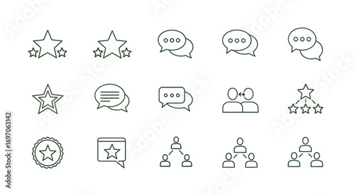 Vector Icons Set of Business Feedback and Communication Thin Line Icon Set. EPS Editable