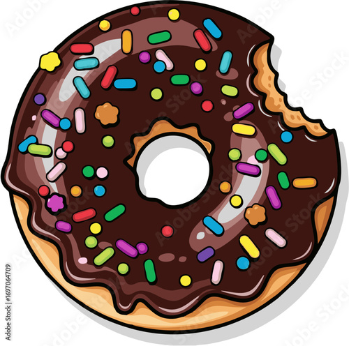 Delicious chocolate donut with colorful sprinkles, a sweet treat for dessert or snack