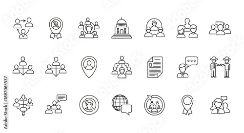 Vector Icons Set of People Communication and Social Network Thin Line Icon Set. EPS Editable