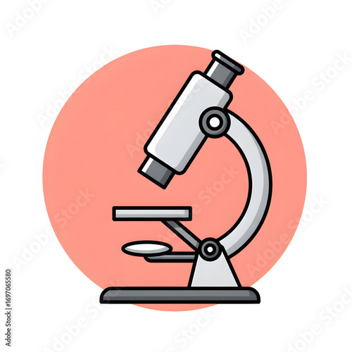 Modern Microscope Illustration on Pink Background