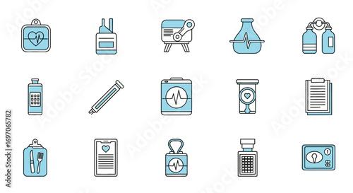 Vector Icons Set of Set of Modern Medical and Healthcare Line Icons for Web and Mobile. EPS Editable