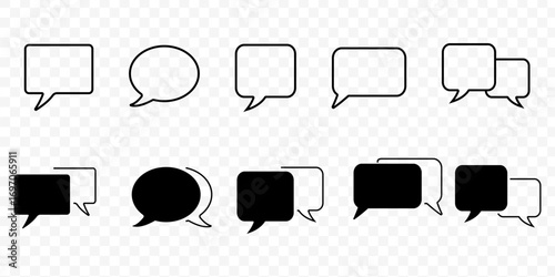 Chat vector icon. Talk bubble speech icon. Blank empty bubbles vector design elements. Text Message icon set in line style. Chat message symbol, Chat speech bubble message sign. Vector
