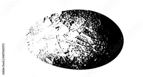Vector Abstract halftone circle split into light and dark areas.