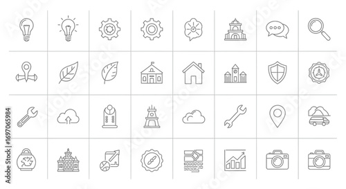 Vector Icons Set of Universal thin line icon set for web and mobile applications. EPS Editable