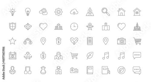 Vector Icons Set of Universal thin line icons set for web design and mobile applications. EPS Editable