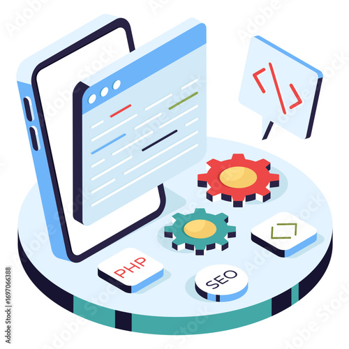 Unique design icon of web coding