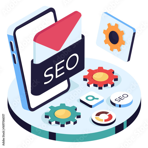 A colored design icon of seo mail