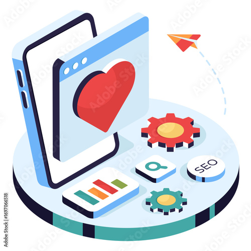 Editable design icon of romantic website