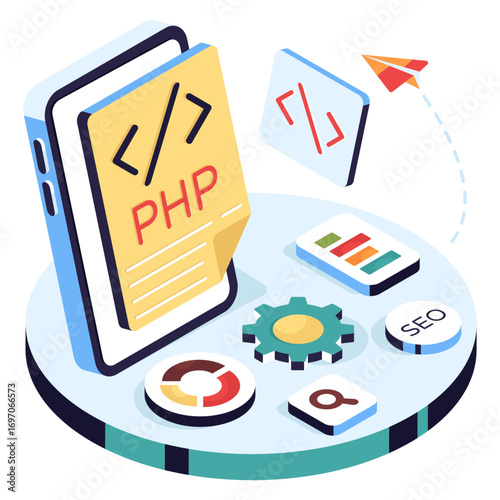 Unique design icon of php coding