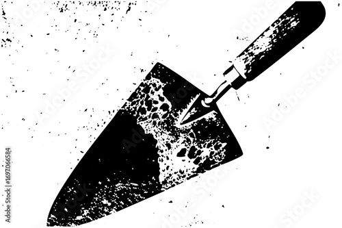Vector Black masonry trowel with textured details.