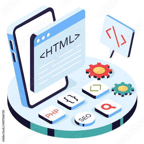 Unique design icon of html coding
