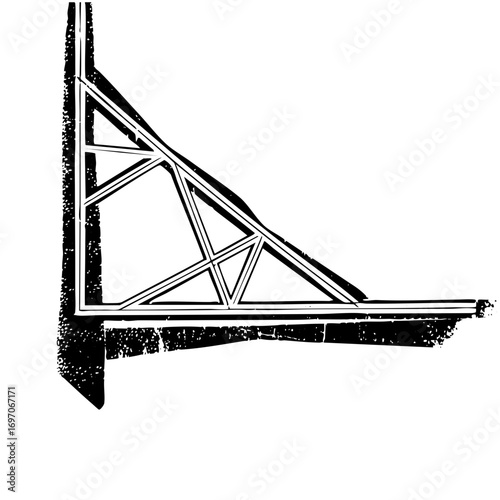 Vector Detailed cantilever structure with bracing elements.