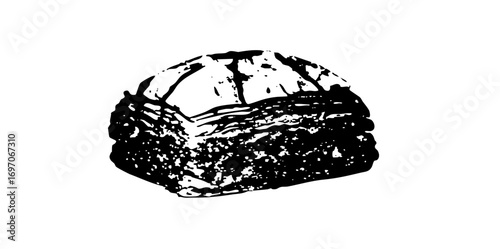 Vector Detailed of a rustic loaf of bread with a textured crust.