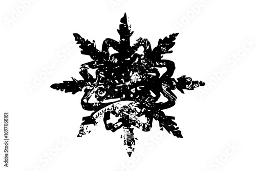 Vector Intricate black floral burst with spiky petals.