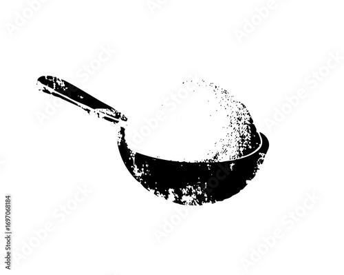Vector Black saucepan with speckled contents